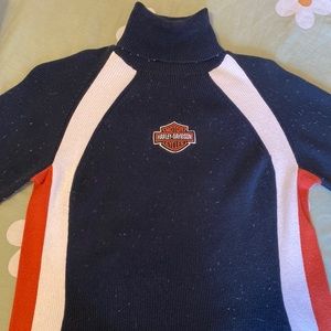 Harley Davidson Turtleneck Sweater Women's Long Sleeve Knit Pullover